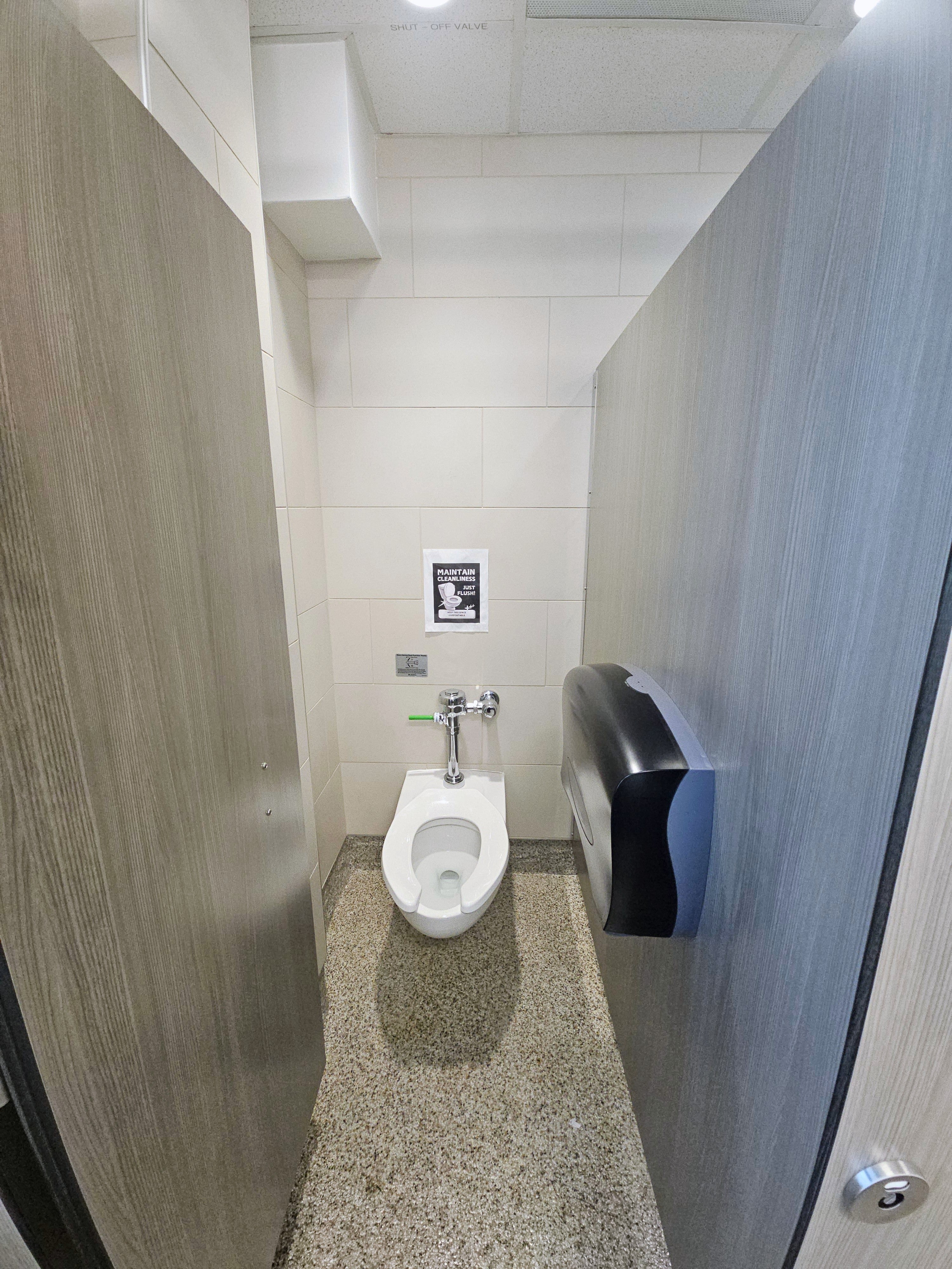 View of the renovated bathroom stall