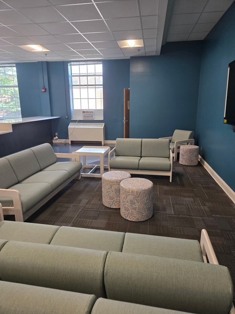 narrow view of Chestertown lounge showing seating area
