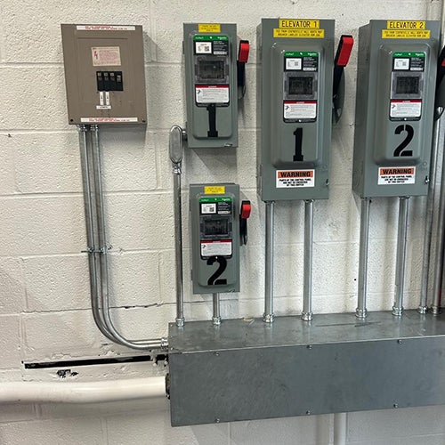 modernized electrical boxes and panels.