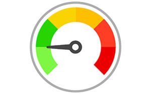 measurement scale with pointer at green level