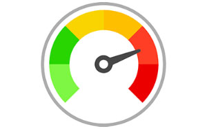 measurement scale with pointer at light red level