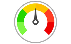 measurement scale with pointer at yellow level