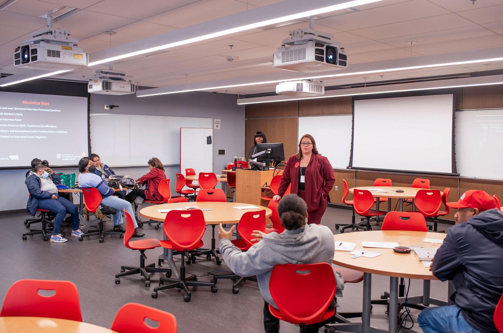 Amy Swartz presenting in a classroom