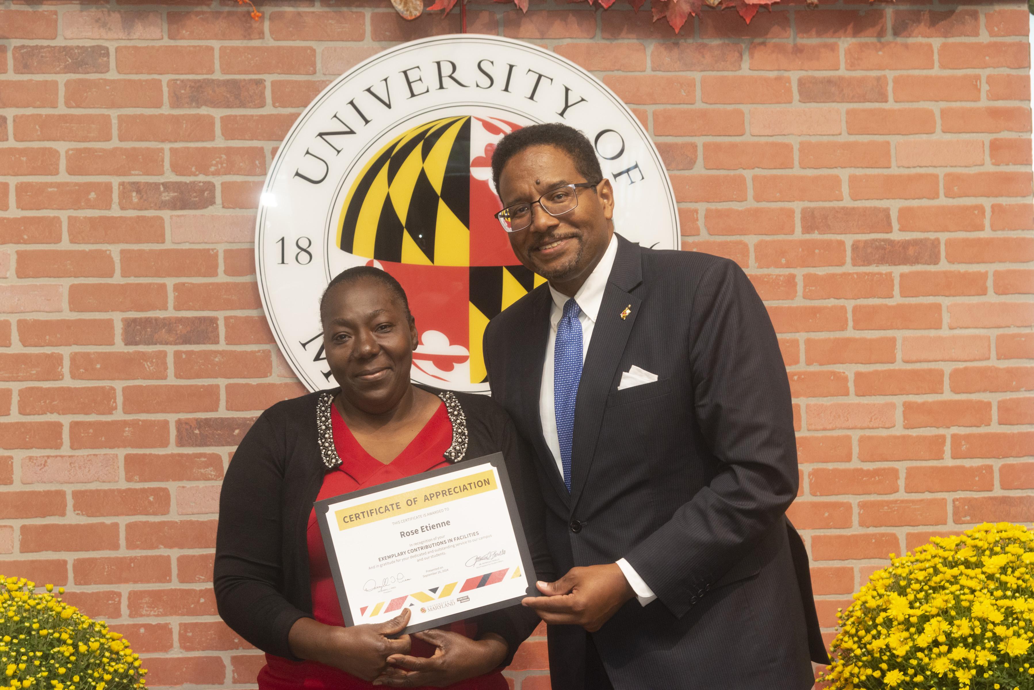 Residential Facilities Housekeeper recognized by President Pines