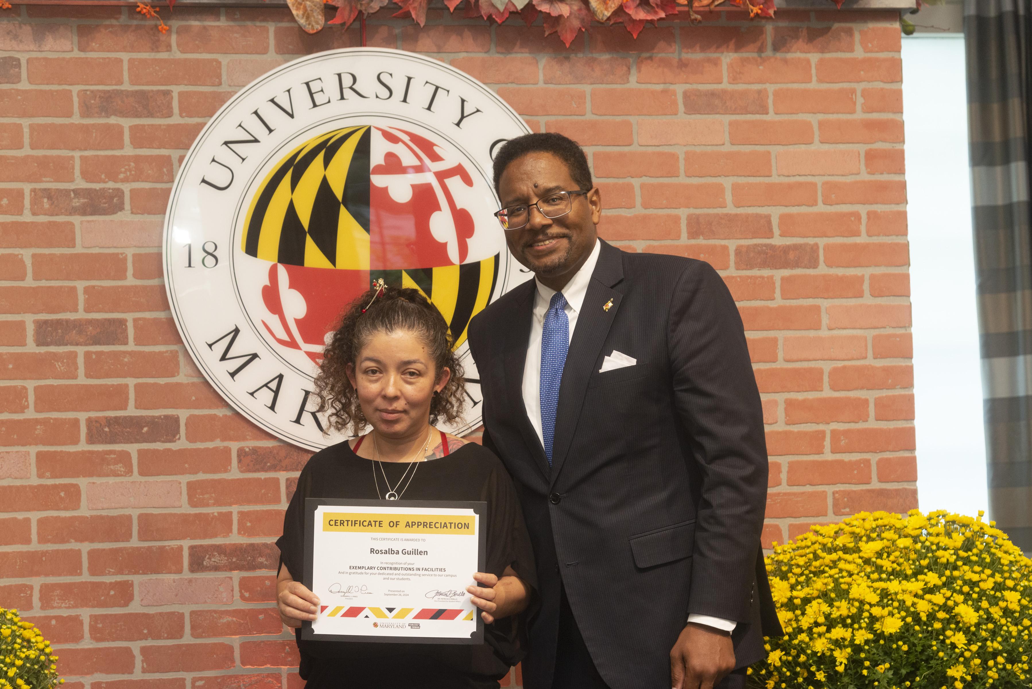 Residential Facilities Housekeeper recognized by President Pines