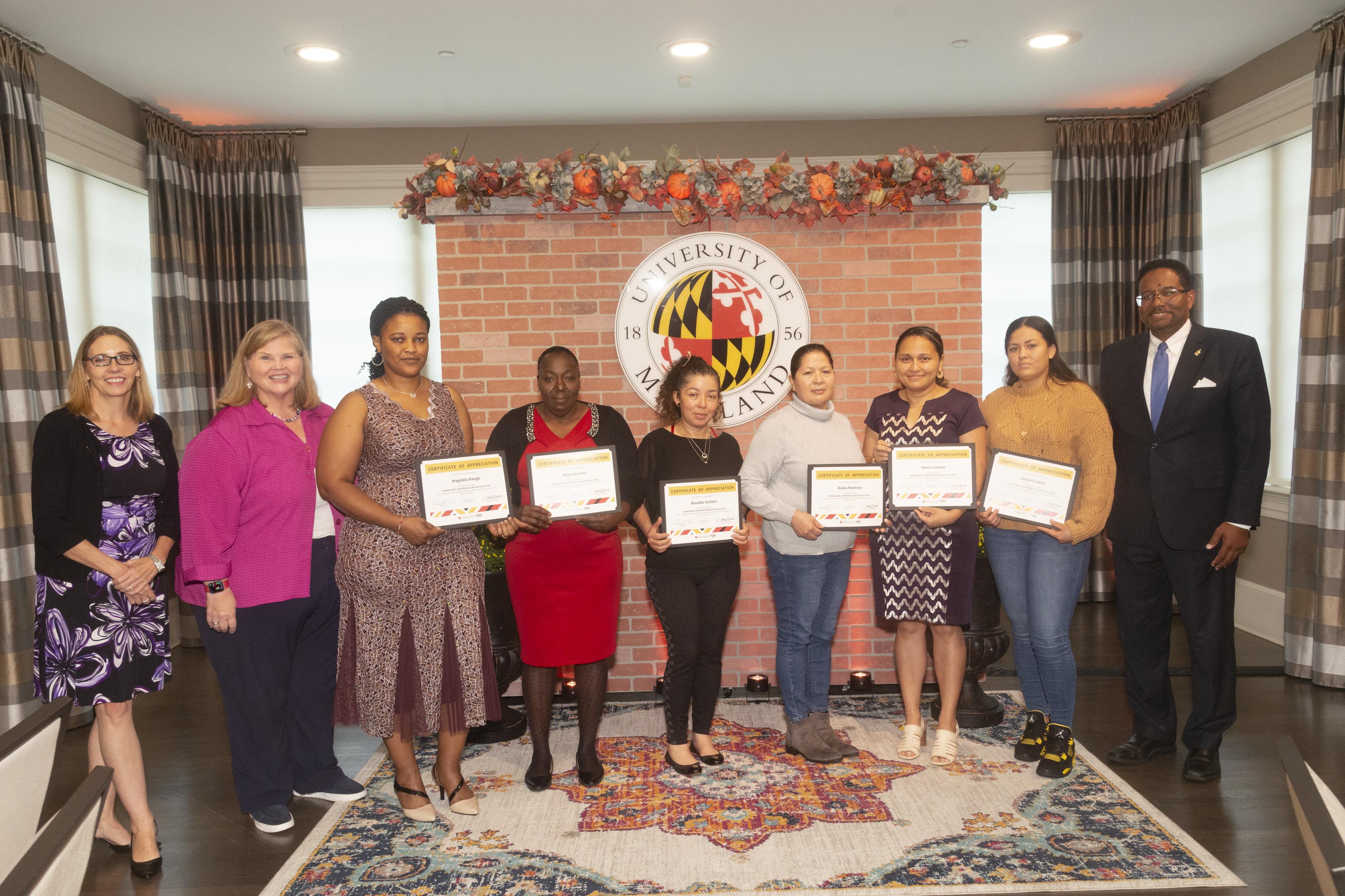 Housekeeping staff recognized by President Pines