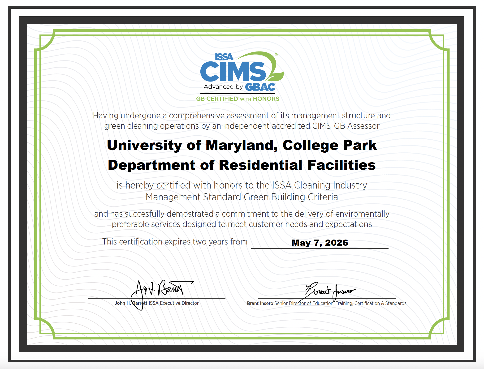 CIMS Accreditation Certificate